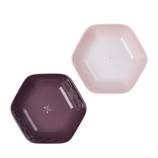 【Le Creuset】瓷器雪藏時光系列六角深盤21cm(無花果/貝殼粉 2色選1)