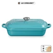 【Le Creuset】雙耳長方鑄鐵鍋29cm-附蓋(土耳其藍)