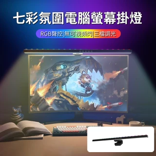 【ANTIAN】60公分 拾音RGB七彩氛圍燈電腦螢幕掛燈 電競螢幕護眼補光掛燈