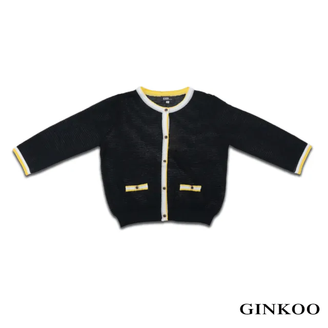 【GINKOO 俊克】跳色釦飾七分袖針織衫