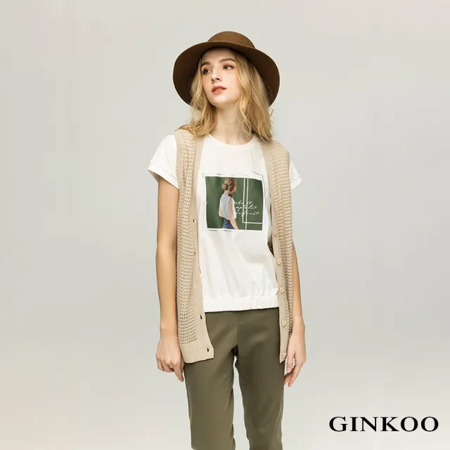 【GINKOO 俊克】V領鈕扣針織背心