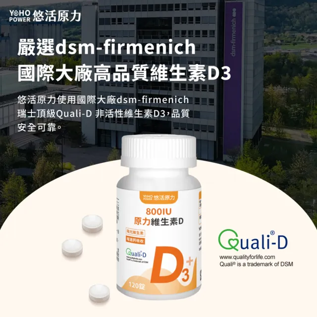 【悠活原力】原力維生素D 800IU錠X6瓶(120錠/瓶 共720錠 維生素D3 維他命D3)