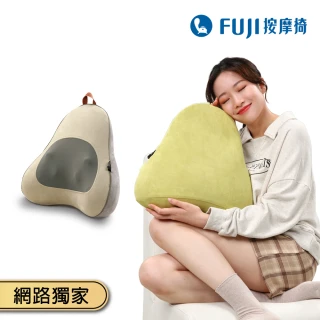【FUJI】舒心按摩靠墊 FE-526(按摩枕;肩頸按摩;局部按摩;溫熱揉捏;無線使用;抱枕;靠枕;麂皮材質)