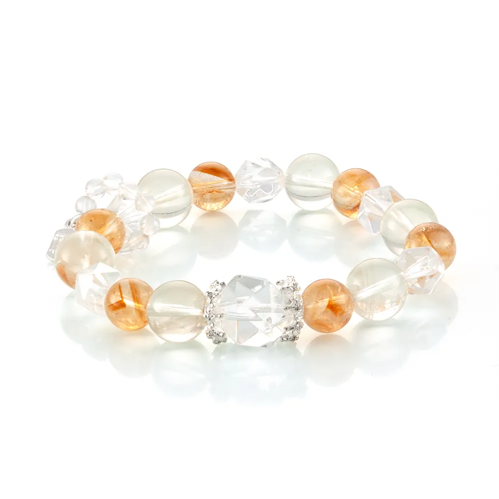 【Woogie武吉珠寶】高冰淨透白水晶黃塔晶手鍊(唐八菱9-11mm)