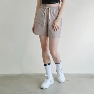 【ELLE ACTIVE】女款 抽繩口袋休閒短褲-卡其色(EA25S2W3002#82)