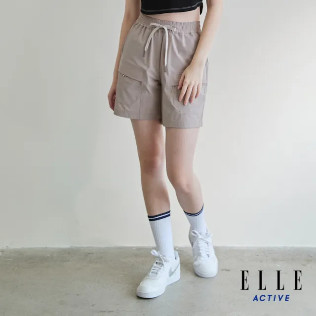 【ELLE ACTIVE】女款 抽繩口袋休閒短褲-卡其色(EA25S2W3002-82)