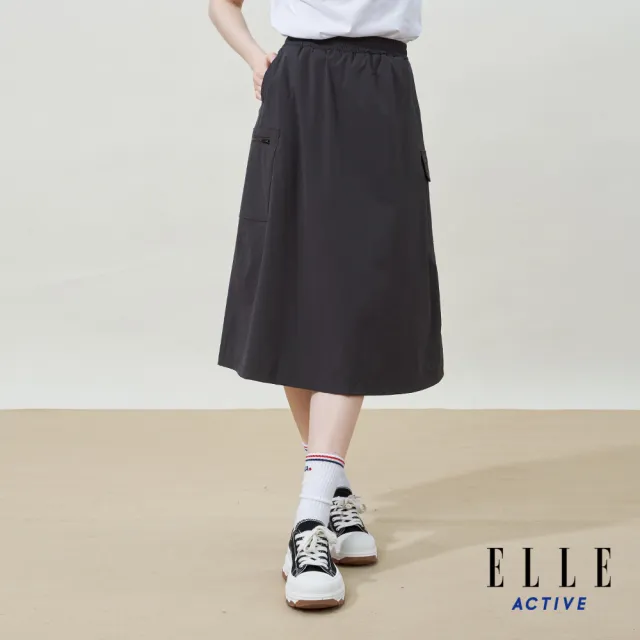 【ELLE ACTIVE】女款 簡約剪裁百搭修身中長裙-深灰色(EA25S2W2401-98)