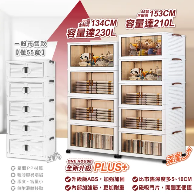 【ONE HOUSE】藤原折疊巨型收納櫃/收納箱-規格任選 210L-55寬五層/230L-60寬四層