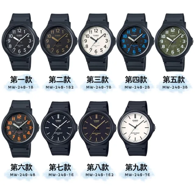 【CASIO 卡西歐】經典日系簡約指針錶-9款任選（MW-240)