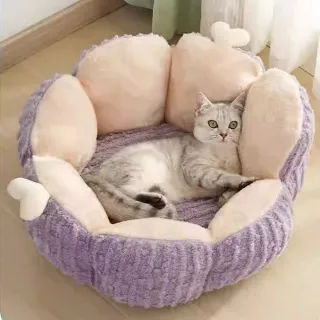 【喵仙兒】仙人掌毛絨寵物睡窩 -紫色/綠色(貓抓板 貓玩具 貓窩)