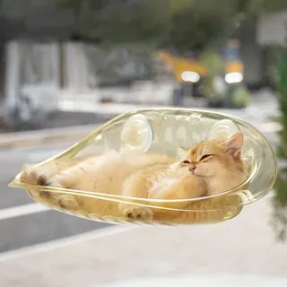【Pet’s Need 霈尼】透明系吸盤貓吊床-透明黃(寵物吊床、貓窩)