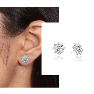 【Luster】年貨節!向日葵 夾式 耳夾 30分 D/VS 培育鑽 純銀 鑽石耳環(培育鑽石x2總重0.60克拉)