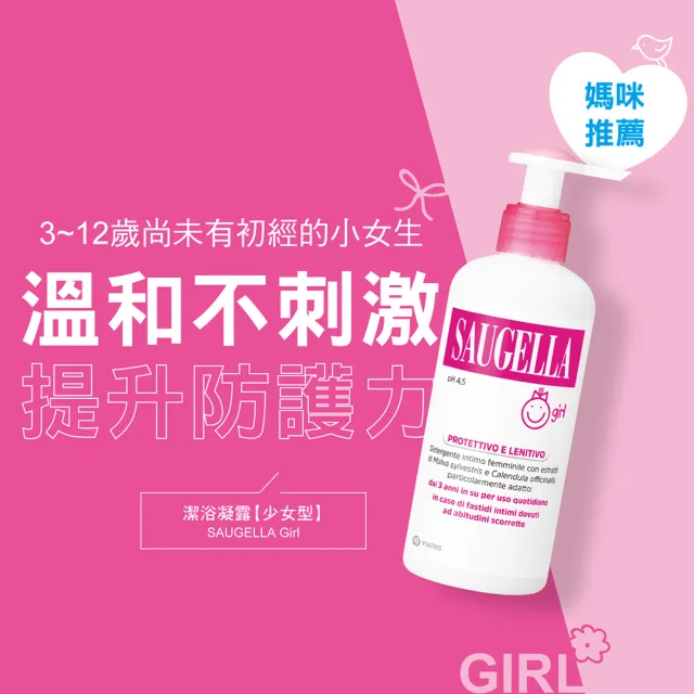 【SAUGELLA 賽吉兒】潔浴凝露少女型200ml二入超值組(私密處清潔保養)