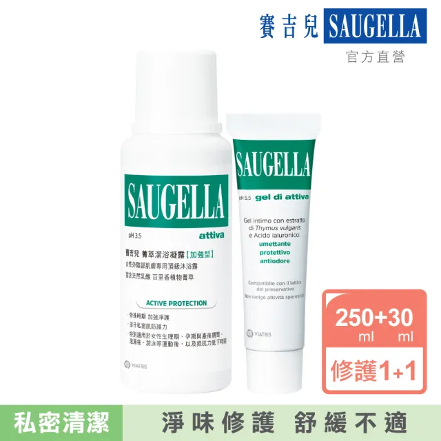【SAUGELLA 賽吉兒】菁萃潔浴淨味修護組_加強型(私密處清潔保養)