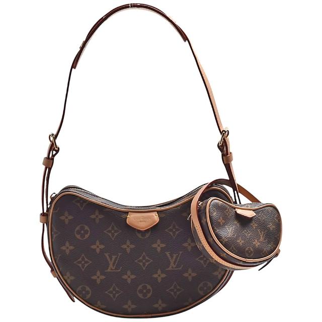 全新 LOUIS VUITTON 路易威登 M46828 Croissant MM 系列肩揹包，採用經典 Monogram 帆布設計，搭配牛皮飾邊，展現高雅時尚風格。咖啡色系外觀適合多種場合搭配，內層為牛皮材質，提供舒適使用體驗。配有原廠防塵套與包裝盒，尺寸為長29.5cm、高21cm、寬5cm，肩帶垂直高度24cm，適合女性日常使用。拉鍊式開口設計，內附1個內袋，方便收納與整理。來自法國製造，歐洲來源，是追求品質與風格的必備配件。