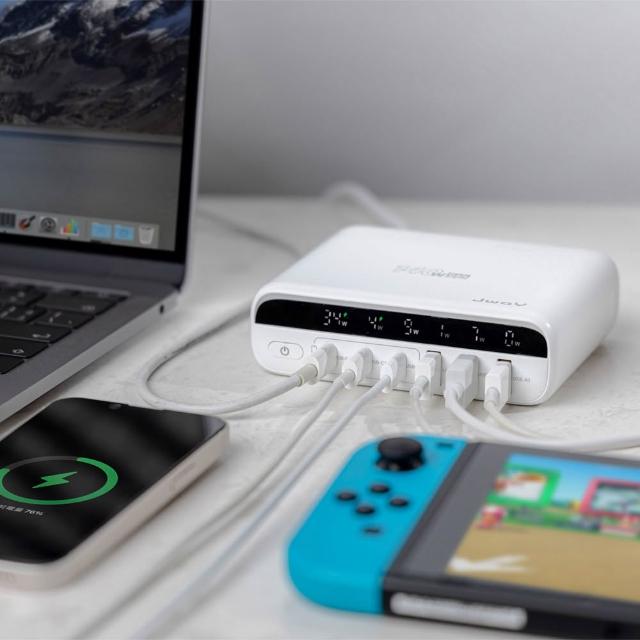 【JWAY】智慧顯示140w氮化鎵6孔快充 JY-GAN140W(充電器 快充 快充頭 多孔充電器 萬用充電 父親節禮物)