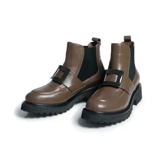 【FAIR LADY】出清品_小時光 潮流方釦厚底切爾西靴(咖啡/7A2789 女鞋)