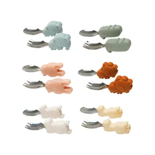 【Loulou lollipop】動物造型 304不鏽鋼學習訓練叉匙組(多款可選)