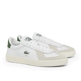 【LACOSTE】BASESHOT 女鞋 皮革麂皮 休閒鞋 德訓鞋 白綠(49SFA0028_65T)