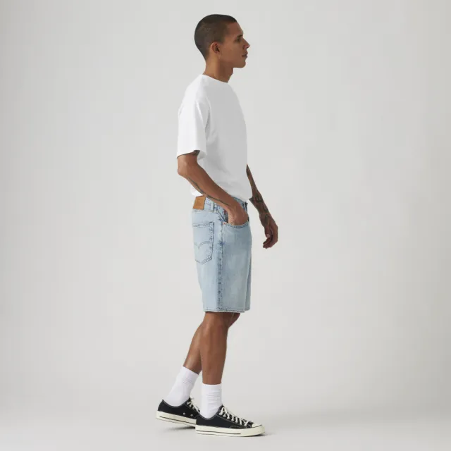 【LEVIS】468™ Loose男款高腰舒適直筒牛仔短褲 熱賣單品 A8461-0012