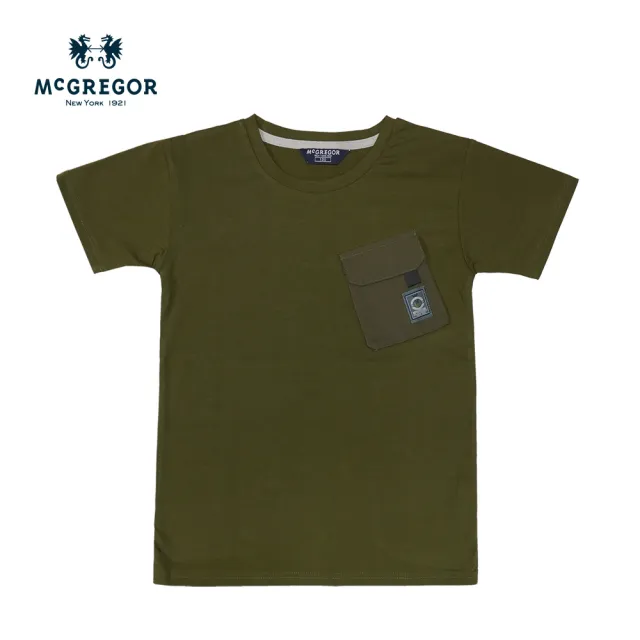 【MCGREGOR 瑪格麗格】單面針織休閒貼袋印花圓領T恤 男童款(231709字體印花圖案)