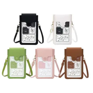 【GER 泰】可觸控櫥窗單肩手機背袋(五色任選 可裝兩部手機 觸控透明櫥窗)