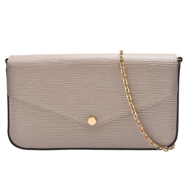 【Louis Vuitton 路易威登】LV M68758經典F☆licie Pochette系列EPI皮革斜背包(灰棕色)