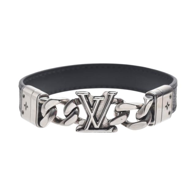 LV LOUIS VUITTON路易威登 M8828D經典 Dimension 系列牛皮銀色黃銅手環/手鍊