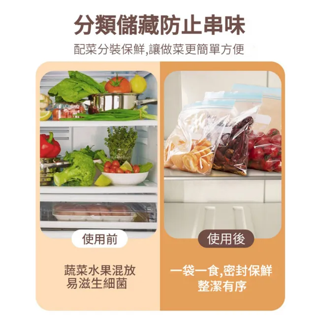 【ANTIAN】65入組 食品級矽膠雙鏈密封保鮮袋 抽取式保鮮冷藏密封袋 食品分裝袋(大號15+中號20+小號30只)