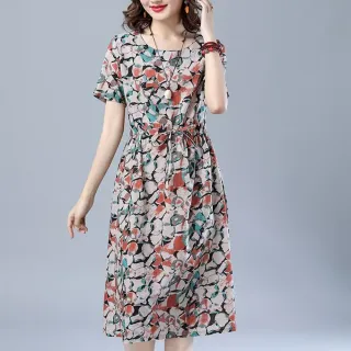 【Pure 衣櫃】印花中長碎款花連衣裙洋裝(碎花連衣裙/KDDY-176)