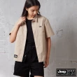 【JEEP】女裝 美式休閒雙口袋短袖襯衫(卡其色)