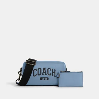 【COACH】蔻馳官方直營 AXELVARSITY元素斜背包 側背包 斜挎包-矢車菊色(CR184)