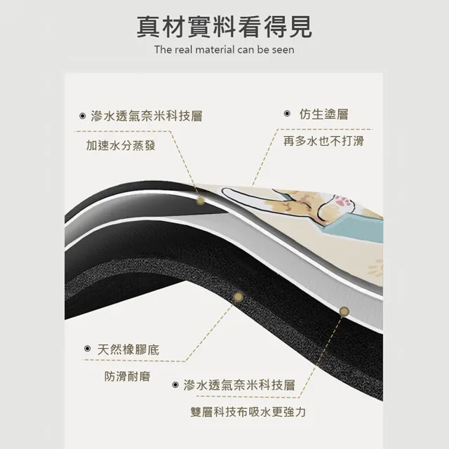 【巴芙洛】日本貓福珊迪硅藻土軟式吸水軟式踏墊40*60cm/4入(mofusand地墊/浴室踏墊)