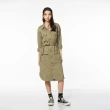 【JEEP】女裝 率性綁帶工裝長袖連身裙(軍綠色)