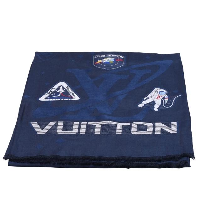 LV LOUIS VUITTON路易威登 MP2242 經典 Satellite Shine 系列太空主題貼片披巾/圍巾