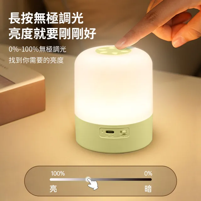 【Lumin】三色溫觸控手提小夜燈 無極調光LED護眼檯燈 充電式臥室睡眠床頭燈 餵奶起夜哺乳燈 柔光伴睡氛圍燈