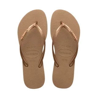 【havaianas 哈瓦仕】拖鞋 女鞋 夾腳拖 金屬logo  Slim Logo Metallic 玫瑰金 4119875-3581W(哈瓦士)
