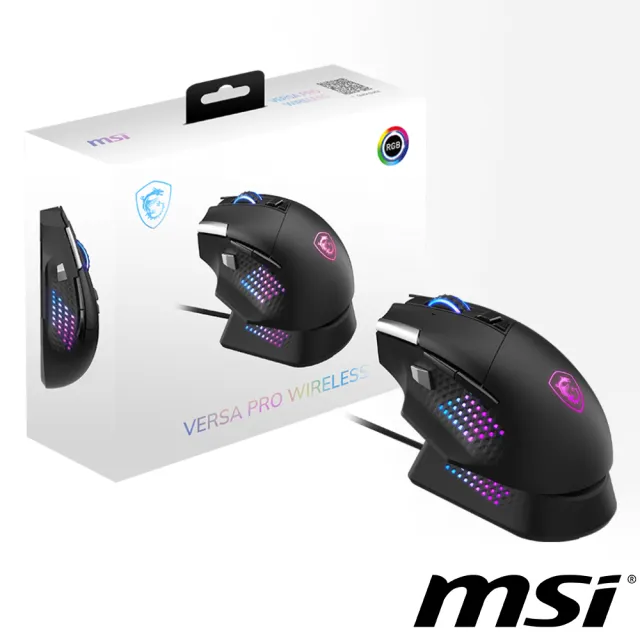 【MSI 微星】VERSA PRO WIRELESS 旗艦三模電競滑鼠(MOUSE DOCK PRO 充電底座組)