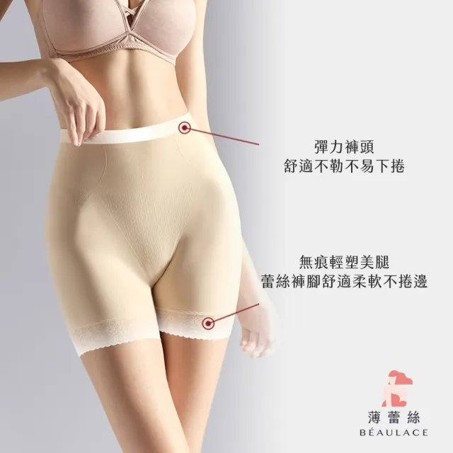 【beaulace 薄蕾絲】2件組-彈力日常修身褲安全褲Free Size 修飾攻略(S-3L適穿)