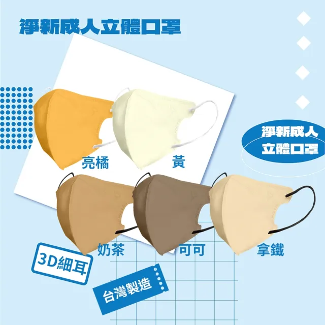 【淨新】★雙12限定★成人3D立體醫療用口罩 多色任選(50入/盒 細繩不勒耳 口罩國家隊)