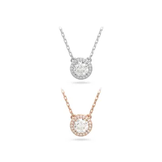 【SWAROVSKI 施華洛世奇】Una Angelic 鏈墜 圓形切割 密鑲 白色 鍍白金色/鍍玫瑰金色(2色任選)