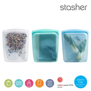 【美國Stasher】大長形多色可選｜矽膠密封保鮮食物袋(食物分裝、可冷凍微波舒肥、專利按壓即密封)