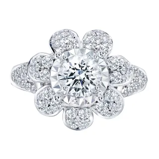 【King Star】GIA 一克拉 Dcolor PT950鉑金 天然鑽石戒指 花形(3 克拉視覺效果)