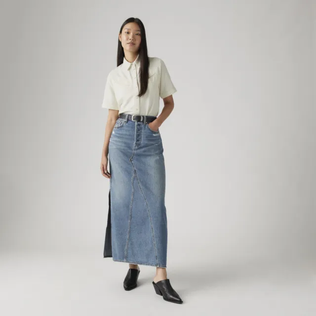 【LEVIS】Levi”s☆女款經典丹寧牛仔拼接長裙 熱賣單品 A8727-0002