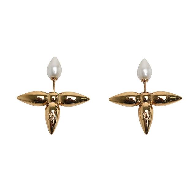 LV LOUIS VUITTON路易威登 M80267 飾品 限量 LOUISETTE 立體花卉穿式耳環