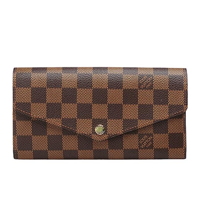 LV LOUIS VUITTON路易威登 N63209 Sarah 系列經典 Damier 帆布棋盤格暗釦長夾