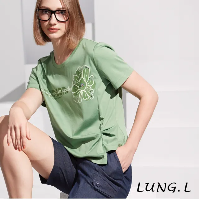 【LUNG.L 林佳樺】LS06E 深藍色二邊異造型五分仿牛仔短褲(春夏新品)
