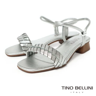 【TINO BELLINI 貝里尼】巴西進口優雅一字帶編織涼鞋FSJV009-D(銀色)