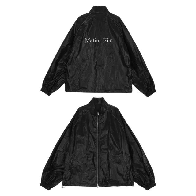 【MATIN KIM】官方旗艦 MATIN KIM LOGO 風衣外套(黑色)