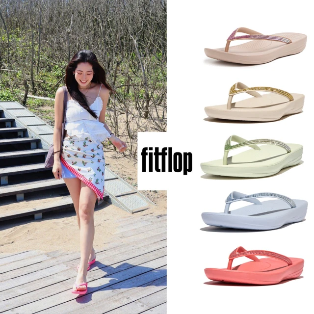 【FitFlop】IQUSHION水鑽輕量夾腳涼鞋-女(10色)